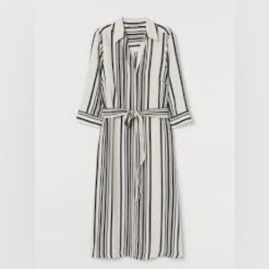 H&M button up belted stripe shirt dress NWT size XS